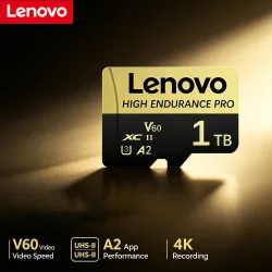 Lenovo 1 TB Micro-SD-Karte, hohe Geschwindigkeit, 128 GB, unterstützt 4K, V60, TF-Flash-Karte, SD-Karte für Smartphones, GoPro-Actionkameras.
