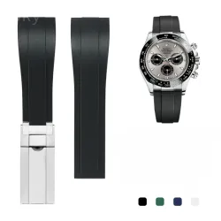 Edelstahl-Uhrenarmband mit Schmetterlingsschnalle für Rolex Black Water Ghost Green Submariner Daytona Herren-Uhrenarmband aus langlebigem Gummi