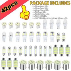42 Stück Autolichter T10 6000 K SMD LED Ersatz Nummernschild/Lesen Xenon Weiß Innenbeleuchtung Lampen