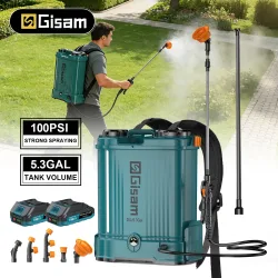 Gisam Elektrischer Lithium-Sprüher 100PIS 20L Hochleistungs-Garten- und Rasensprühgerät Bewässerungswerkzeug für Makita 18V Akku