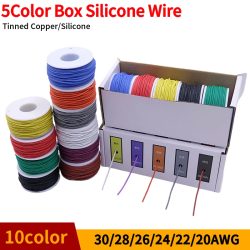 5 Farben Silikondraht, verzinnter Kupferdraht, DIY-Elektrokabel, weicher elektrischer Draht, flexibles Anschlusskabel-Set, 20/22/24/26/28/30 AWG