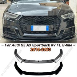 Fit Für Audi S3 A3 8V S-line 2017-2020 Limousine/Sportback Maxton Stil Frontschürze Lip spoiler Splitter Diffusor Canards Tuning