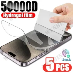 5 Stück Hydrogel-Folie für iPhone 17 16 16e 15 14 13 12 11 Pro Max Plus 12 13 Mini 7 8 Plus SE XR XS Vollflächiger Displayschutz