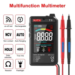 NJTY T3 MINI Smart Digital Multimeter Farbbildschirm USB wiederaufladbar 4000 Zählungen automatische Bereichswahl Spannungswiderstand NCV Live Wire