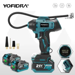 YOFIDRA Elektrische Luftpumpe Reifenfüller mit Digitalanzeige Multifunktions-Autokompressor-Werkzeug für Makita-Akkus