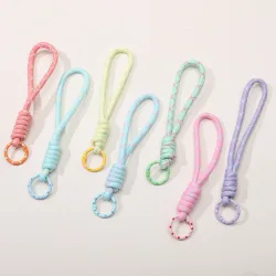 1/7 Stück Gemischte Farben Geflochtener Schlüsselanhänger Handschlaufe mit Metallring für DIY Taschenanhänger Handykette Schlüsselring Zubehör
