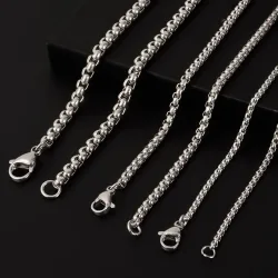 45/50/60/70/80/90 cm Lange Kette Einfache Schmuck Um Hals Dekor Edelstahl box Halsketten Für Frauen Männer DIY Anhänger Liefert