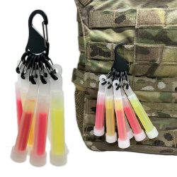 Taktische Chem-Lichthalter aus Aluminiumlegierung, Karabinerhaken mit 6 S-Binern, Leuchtstäben, Schlüsselaufbewahrungsschnalle für Outdoor-Camping