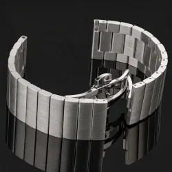 Massives Edelstahl-Uhrenarmband, 16 mm, 18 mm, 20 mm, 22 mm, Schnellverschluss, silberfarbenes, schwarzes Armband aus gebürstetem Metall