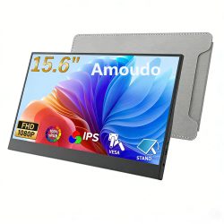 Amoudo 15,6 Zoll tragbarer Monitor 1920 x 1080P verlängert Display IPS LCD Panel Penhole Stand VESA USBC Mini HDMI Mobile Display