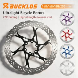 BUCKLOS Fahrrad-Bremsscheibe 140mm 160mm 180mm 203mm Ultraleichte Rennrad- und Mountainbike-Hydraulikbremsscheiben mit 6 Schrauben