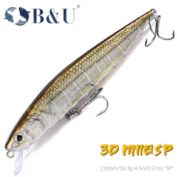 B&U Schwebender Wobbler JERK MINNOW Angelköder Weitwurf-Minnow-Köder Harter Köder Hochwertiges Professionelles Angelzubehör Haken