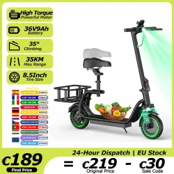 AOVOPRO S2Pro Elektrofahrrad Leistungsstarker Motor Elektroroller mit Sitz 36V9AH 35KM Reichweite Korb 8,5 Zoll E-Scooter Doppelbremse E-Bike mit Smart-App