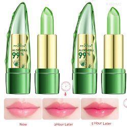 Aloe Vera Lippenstift Batom Natürliche Temperaturänderung Farbe Gelee Lippenstift Langanhaltend feuchtigkeitsspendend nahrhaftes Lippenbalsam-Make-up