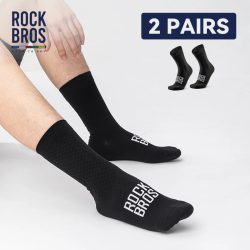 ROCKBROS Fahrradsocken, atmungsaktiv, professionelle Sportsocken, bequem, hochelastisch, Outdoor-Fahrradsocken, stoßdämpfend, 2 Paar