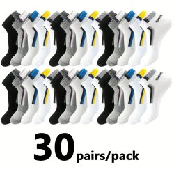30Pairs Männer Socken Mesh Atmungsaktive Kurze Casual Socken Farbe-block Sport Socke Sport Socken Absorbieren Schweiß Knöchel