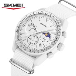 SKMEI 9392 Quarz-Chronographen-Uhren für Herren und Damen, Datum, 30 m wasserdicht, Sport-Armbanduhr, modische Uhr mit Nylonarmband, Geschenke, reloj mujer