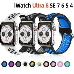 Atmungsaktives Silikonarmband für Apple Watch 7 8 45mm 41mm 40 44 38 42mm für Nike Sport Band iWatch Serie SE 6 Ultra 49mm Armband