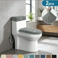 2 Teile/satz FleeceToilet Sitz Abdeckung Elastische Einfarbig Wc Deckel und Tank Abdeckungen Wc Kissen Pad Schutz Fall für Home Hotel