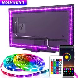 USB 5V LED-Leuchten für TV mit APP-Steuerung, flexibles Bandband RGB5050, 30 LEDs/m, TV-LED-Hintergrundbeleuchtung, Raum-Schlafzimmer-Dekorbeleuchtung