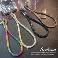 Glitzerndes, auffälliges Strass-Handy-Charm-Lanyard für iPhone, Diamant-Kristall, Handy-Handgelenkbänder, Schlüsselanhänger, zum Aufhängen, Anti-Verlust-Spiel