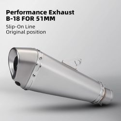 51mm Motorrad Auspuff Schalldämpfer Streetbike Roller Auspuff Schalldämpfer Rohr mit DB Killer für Honda Suzuki R6 GSXR150 CBR150R Z900