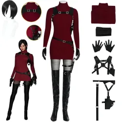 NONE, Horror-Spiel-Film Resident Evil 4 Ada Wong Cosplay Komplettset im Gleichen Stil Outfit für Halloween, Karneval, Comic Con, Bühnen-Cosplay-Anzug