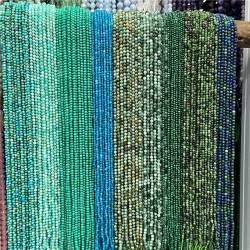 Mikro-Facettierte Perlen, Natursteinperlen, facettiert grün, smaragd, 2, 3 mm, lose Abstandshalterperlen für Schmuckherstellung, Halskette, DIY, Armband