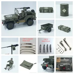 Upgrade-Zubehörteile für JJRC C8815 Anhänger Soldat Winde Baldachin Metallantriebswelle Stoßdämpfer Stahlblechteile für C8815 RC Auto