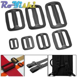 5-100 Stück/Packung RoYishi 15-50mm Gurtband Kunststoff-Kurvenschieber Dreifach-Gleitschnallen für Rucksackgurte Schwarz