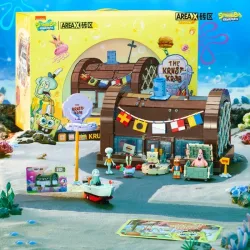 Spongebob Cartoon Krusty Krab Restaurant Bausteine Kreative Kantinen-Szenen Modell Bausteine Desktop-Ornamente Spielzeug Urlaubsgeschenk