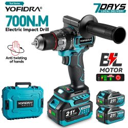 YOFIDRA 700N.M Bürstenlosen Elektrischen Schlagbohrmaschine Akkuschrauber Platten Boden Holzbearbeitung Power Tool Für Makita Batterie Pin