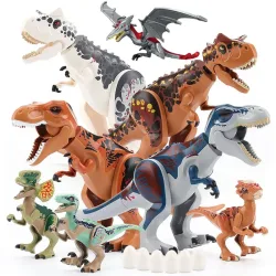 Jurassic Dino World Große Dinosaurier-Figuren Bausteine Velociraptor T-Rex Triceratops Indominus Rex Spielzeug für Kinder
