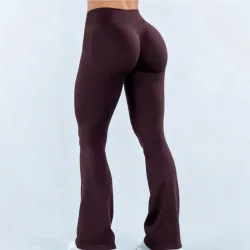Damen Sport-Schlaghose Nahtlos Schnelltrocknend Atmungsaktiv Faltenfrei Po-Lifting Yoga Flare-Hose Fitness Workout Pilates Bekleidung
