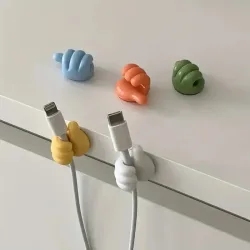 10 Stück daumenförmige Kabel-Organizer-Aufbewahrungsklammern ohne Bohren, selbstklebende Haken aus Kunststoff, perfekt für Ladekabel, Kabelhalter