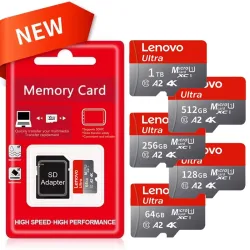 Lenovo Speicherkarte 1 TB, Hochgeschwindigkeits-Speicherkarte 128 GB, Micro-SD-Karte 512 GB, 256 GB, Klasse 10, TF-Flash-Karte für Smartphone, Tablet, Drohne.
