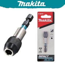 Makita E-08791 Impact Schwarzer magnetischer Bithalter 60 mm 1/4 Zoll Sechskantgriff Magnethülse Antriebsbit Werkzeugzubehör Adapter