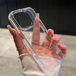 Luxuriöse klare Silikon-Handyhülle für iPhone 17 Pro Max 11, 13, 16, 15, 14, 12, luftstoßfeste, transparente Stoßstangen-Rückseite