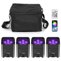 U'King 4PCS 6x18W 6IN1 RGBAW + UV Par Licht mit Tasche DMX Fernbedienung WiFi Par Licht Drahtlose LED Bühne Licht für DJ Bar Party