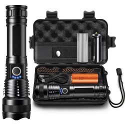 Wiederaufladbare Taschenlampen, leistungsstarke taktische LED-Taschenlampe, superhelle tragbare Jagd-Taschenlampe für Notfallwandern