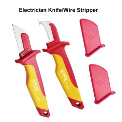 LiTuiLi Elektrikermesser, isolierte Kabelabisolierklemmen, gerader, gebogener Haken, feste Klinge, Abisolierzange, Peeling-Handwerkzeug
