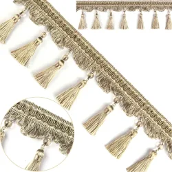 5 Meter Quasten-Fransenbesatz, Kristallperlen, Quasten, Spitze für DIY Nähen, Stoff, Vorhang-Zubehör, Spitze, Dekoration, Spitzenstoff