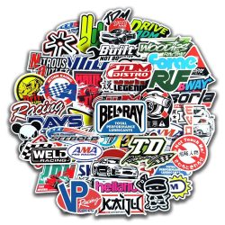 10/20/50/100 Stück coole JDM-Aufkleber für Auto, Auto, Modifizieren, Motorrad, Roller, Fahrrad, Skateboard, Laptop, Graffiti, Vinyl-Aufkleber, Aufkleberbombe