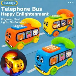 Kinder-Telefonbus-Auto, Montessori-Lernspielzeug für Kleinkinder ab 1 Jahren, Tastatur, Intelligenzverbesserung, Autospielzeug