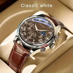 Modische Herren-Business-Uhren mit Lederarmband, rundes Zifferblatt, analoge Quarz-Armbanduhr für Herren, Reloj Hombre (ohne Box)