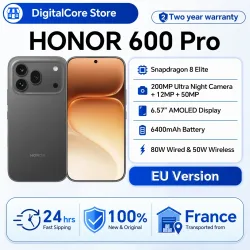 HONOR 600 Pro 5G Smartphone EU-Version Snapdragon 8 Elite 6,57-Zoll-AMOLED-Display 6400 mAh 80 W SuperCharge 50 W kabellos 12 GB + 512 GB 200 MP AI Ultra Night Metall-Unibody-Design eSIM AI-Taste NFC