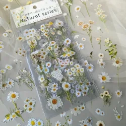 6 Stück/Packung Blumen PET-Aufkleber Scrapbooking-Materialien DIY Junk Journal Collage Blumen-Blätter-Pflanzen Deko-Aufkleber