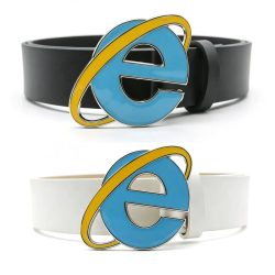 Unisex Nostalgisches Design Y2K IE Logo-Gürtel, Neuartiger Internet Explorer E-Buchstaben-Schnallengürtel für Männer und Frauen Punk-Design Cosplay-Party