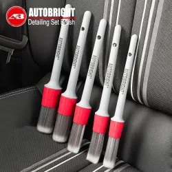 AUTOBRIGHT 5-teilige Autowaschbürsten, hochwertige weiche Bürste, dichte Borsten, Auto-Detaillierung, sauberes Innenrad, silbernes Pinselset, Werkzeug