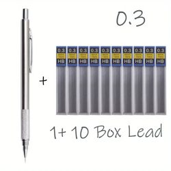 Ganzmetall-Druckbleistifte 0,3, 0,5, 0,7, 0,9, 1,3 2,0 mm Minenminen Kunst, Schreiben, Skizzieren, einziehbares Design